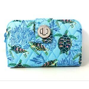 Vera Bradley Sea Turtles Coral Essential Turnlock Wallet Large NWT Ocean EXACT